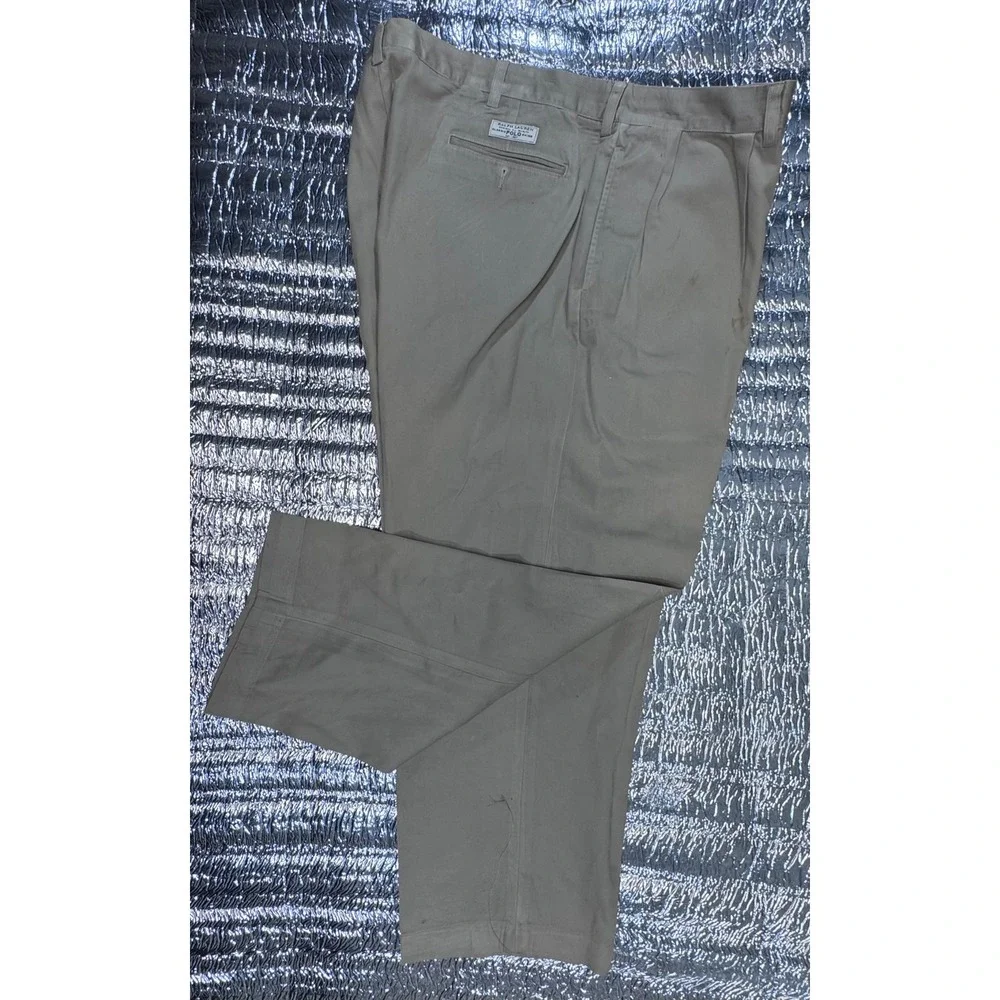 Polo Ralph Lauren Classic Chino Pants Mens 42x30 Khaki Tan Pleated Cotton Twill